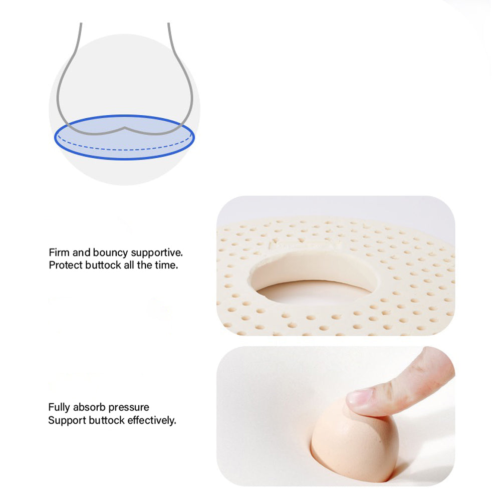 100% Natural Organic Latex Donut Cushion for Tailbone Pain, Coccyx & Hemorrhoid Relief – Firm Round Seat Pillow with Removable Washable Velvet Cover