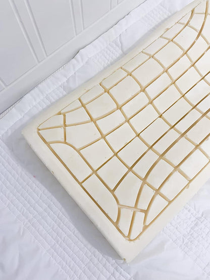 *New 68 Individual Pieces Ergonomics Novel Design* 100% Pure Organic Natural Latex Foam Sleeping Bed Pillow *Firm Firmness*, for Side, Back, and Stomach Sleepers w/Removeable Washable Cotton Cover [GOLS & GOTS]