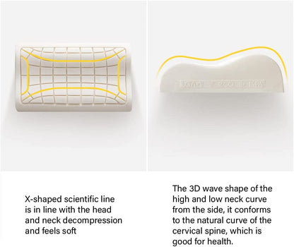 *New 68 Individual Pieces Ergonomics Novel Design* 100% Pure Organic Natural Latex Foam Sleeping Bed Pillow *Firm Firmness*, for Side, Back, and Stomach Sleepers w/Removeable Washable Cotton Cover [GOLS & GOTS]