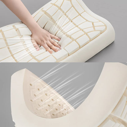 *New 68 Individual Pieces Ergonomics Novel Design* 100% Pure Organic Natural Latex Foam Sleeping Bed Pillow *Firm Firmness*, for Side, Back, and Stomach Sleepers w/Removeable Washable Cotton Cover [GOLS & GOTS]