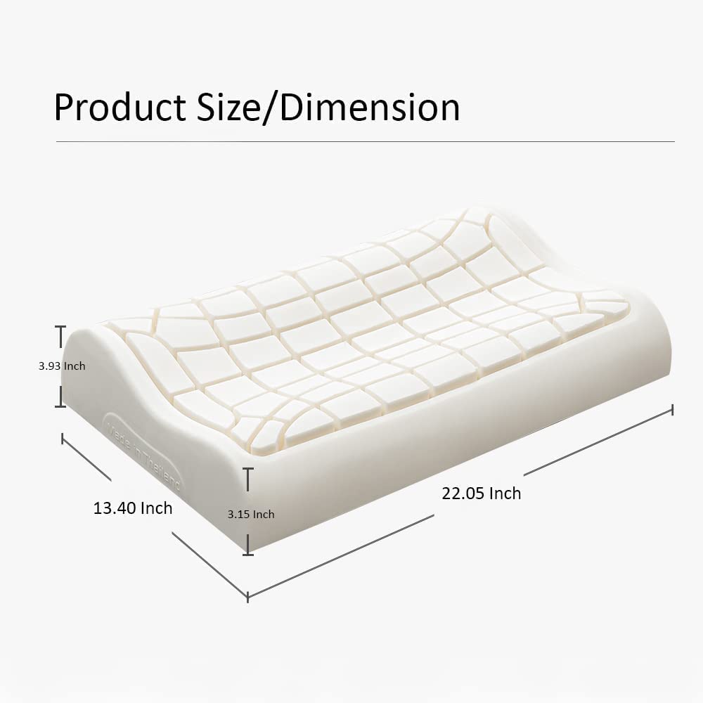 *New 68 Individual Pieces Ergonomics Novel Design* 100% Pure Organic Natural Latex Foam Sleeping Bed Pillow *Firm Firmness*, for Side, Back, and Stomach Sleepers w/Removeable Washable Cotton Cover [GOLS & GOTS]