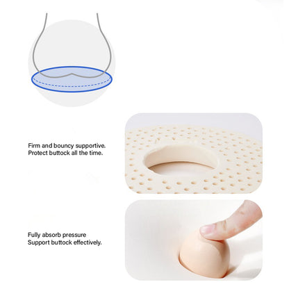 100% Natural Organic Latex Donut Cushion for Tailbone Pain, Coccyx & Hemorrhoid Relief – Firm Round Seat Pillow with Removable Washable Velvet Cover