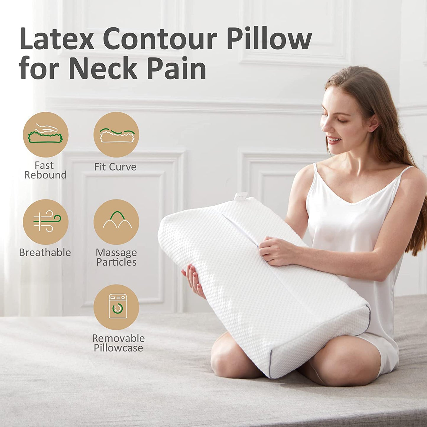 100% Pure Organic Natural Latex Pillow with Durian Massage Nubs – Premium Orthopedic Neck Support & Pressure Relief [GOLS & GOTS]