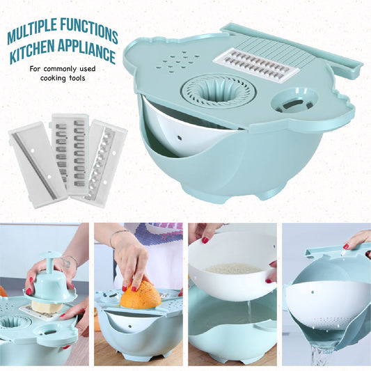 7 in 1 Shredded Grater Drain Sink Vegetable Cheese Chopper Slicing Mincing Multiple Function 9pcs Set Kitchen Gadget