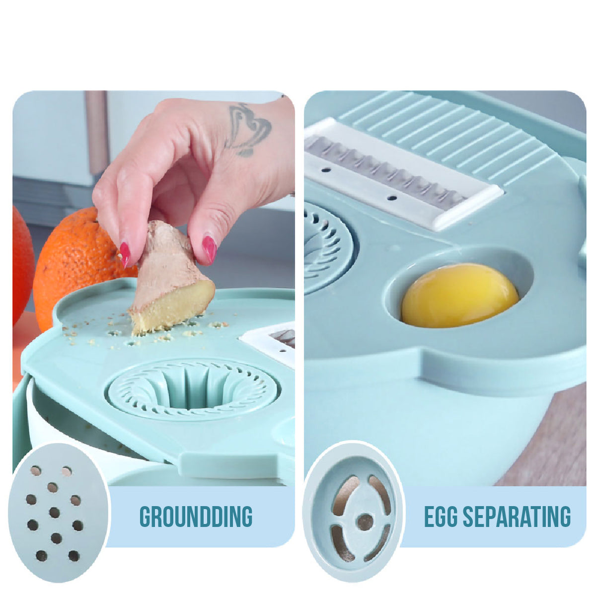 Rallador triturador 7 en 1, escurridor, picador de queso y verduras, rebanador, multifunción, juego de 9 piezas, utensilio de cocina