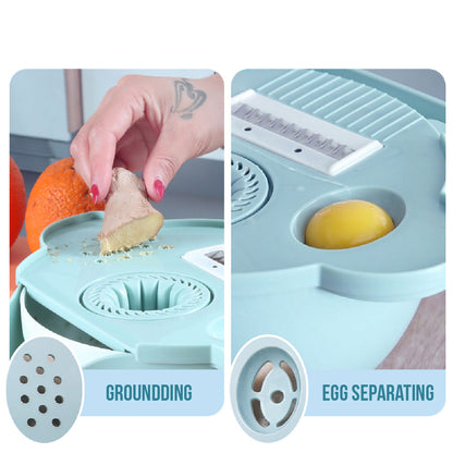 Rallador triturador 7 en 1, escurridor, picador de queso y verduras, rebanador, multifunción, juego de 9 piezas, utensilio de cocina