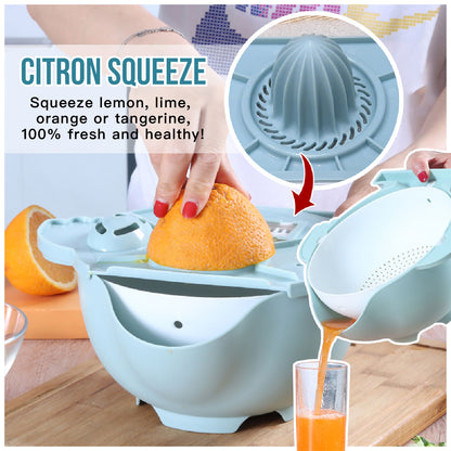 Rallador triturador 7 en 1, escurridor, picador de queso y verduras, rebanador, multifunción, juego de 9 piezas, utensilio de cocina