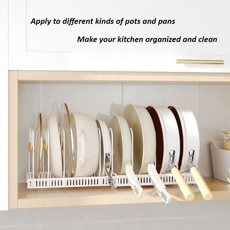 Soluciones innovadoras para ahorrar espacio: Organizador de ollas extensible, ajustable y resistente de 12 niveles para una cocina ordenada *2.ª generación*
